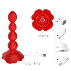 Rose Rotating Beads Anal Butt Plug