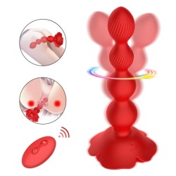 Rose Rotating Beads Anal Butt Plug