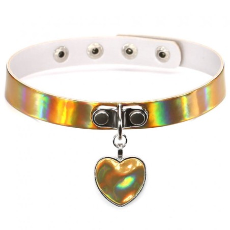 Heart Pendant Leather Collar - Laser