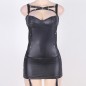 Hollowed-out Faux Leather Night Club Dancing Dress