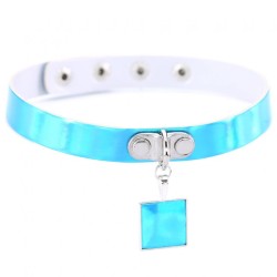 Square Pendant Neck Leather Collar - Laser