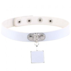 Square Pendant Neck Leather Collar