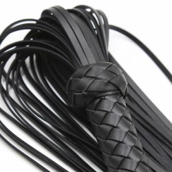 Leather Flogger Whip with Braided Handle