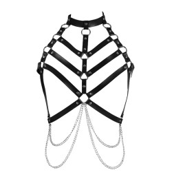 Steam Punk Waist Belt High Neck Bondage Vest Bra Chain