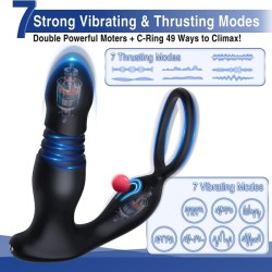 Thrusting Vibrating 7 Modes with Cock Ring Anal Plug