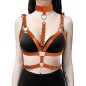 Leather Bra Harness With Collar Waist Belt