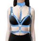 Leather Bra Harness With Collar Waist Belt