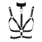 Leather Bra Harness With Collar Waist Belt
