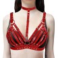 Women's Leather Vest Bra Harness With Collar