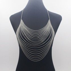 BC110 Multi Layer Bra Chain Rhinestone Halter Tank