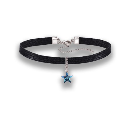 Blue Rhinestone Star Pendant Choker