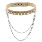 Rivet Spiked Leather Collar With Chain