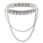 Rivet Spiked Leather Collar With Chain