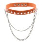 Rivet Spiked Leather Collar With Chain