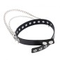 Rivet Spiked Leather Collar With Chain