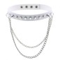 Rivet Spiked Leather Collar With Chain