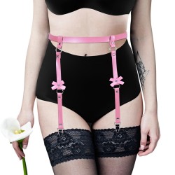 Leather Waist Belt With Bowknot Garter Belt