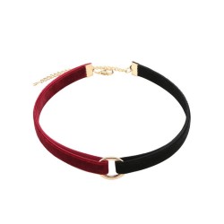 N323 Black&amp;Red O Ring Velvet Collar