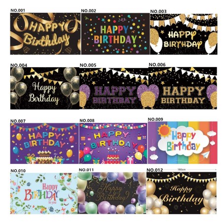 D801 Black&amp;Golden Birthday Banner