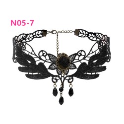 N305 Steam Punk Chain Tassel Lace Collar