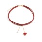 N327 Heart Pendant Multi Layer Suede Collar