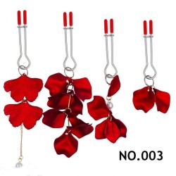 Red Petal Pearl Nipple Clip Clamp 4pcs Set