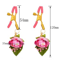 Pink Flower Golden Nipple Clamp