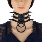 Three-row Black-ring Rivet Spiked Collar