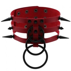 Three-row Black-ring Rivet Spiked Collar