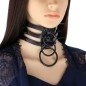 Three-row Black-ring Rivet Spiked Collar