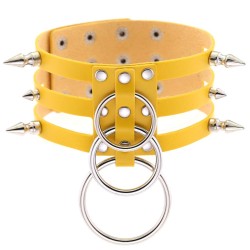 Three-row Silver-ring Rivet Spiked Collar