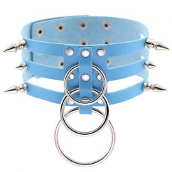 Three-row Silver-ring Rivet Spiked Collar