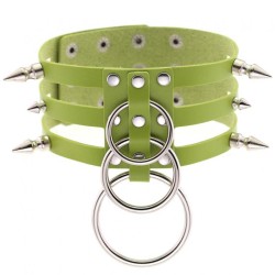 Three-row Silver-ring Rivet Spiked Collar