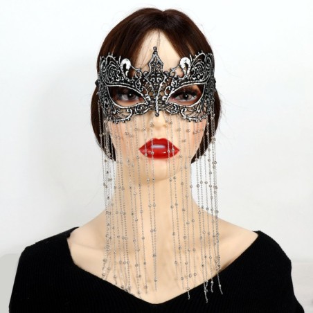 M101 Beaded Chain Long Tassel Hollow Blindfold Sexy Mask