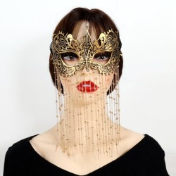 M101 Beaded Chain Long Tassel Hollow Blindfold Sexy Mask