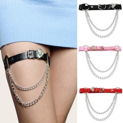 sm908 multi layer chain tassel leather leg ring