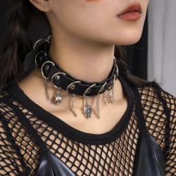 Skull Spider O Ring Buckled Collar