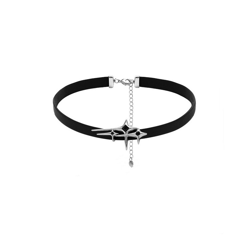 Black PU Choker With Silver Star