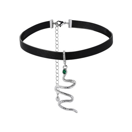 Green Eye Silver Snake Choker