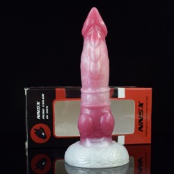 White Base Peach Silica Gel Dildo - 11