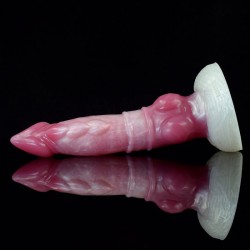 White Base Peach Silica Gel Dildo - 11