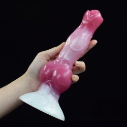 White Base Peach Silica Gel Dildo - 08