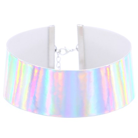 Flocked Webbing Wide Choker - Laser