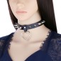 Spike Studded Heart Pendant Leather Collar