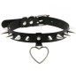 Spike Studded Heart Pendant Leather Collar