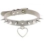 Spike Studded Heart Pendant Leather Collar