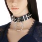 Spiked Rivet Double Ring Pendant Collar