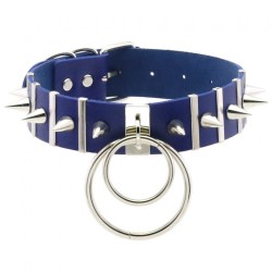 Spiked Rivet Double Ring Pendant Collar