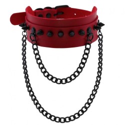 Rivet Collar With Double Black Chain