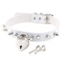 Studded Heart Lock Pendant Collar